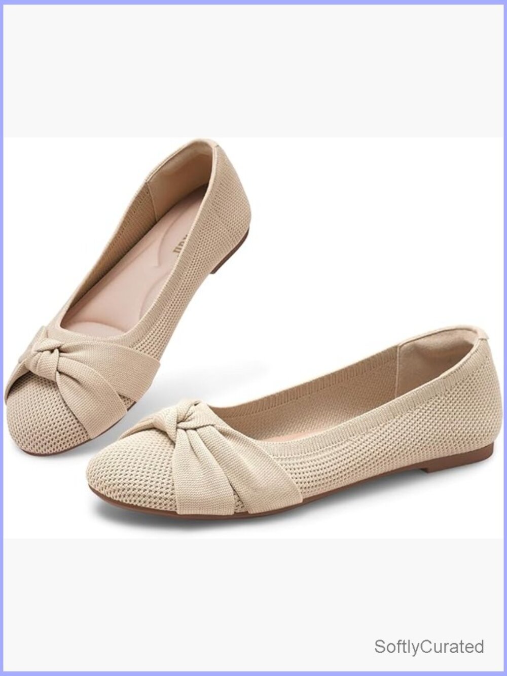 Knit Ballet Flats With Memory Foam Slip On Comfortable Shoes For Women